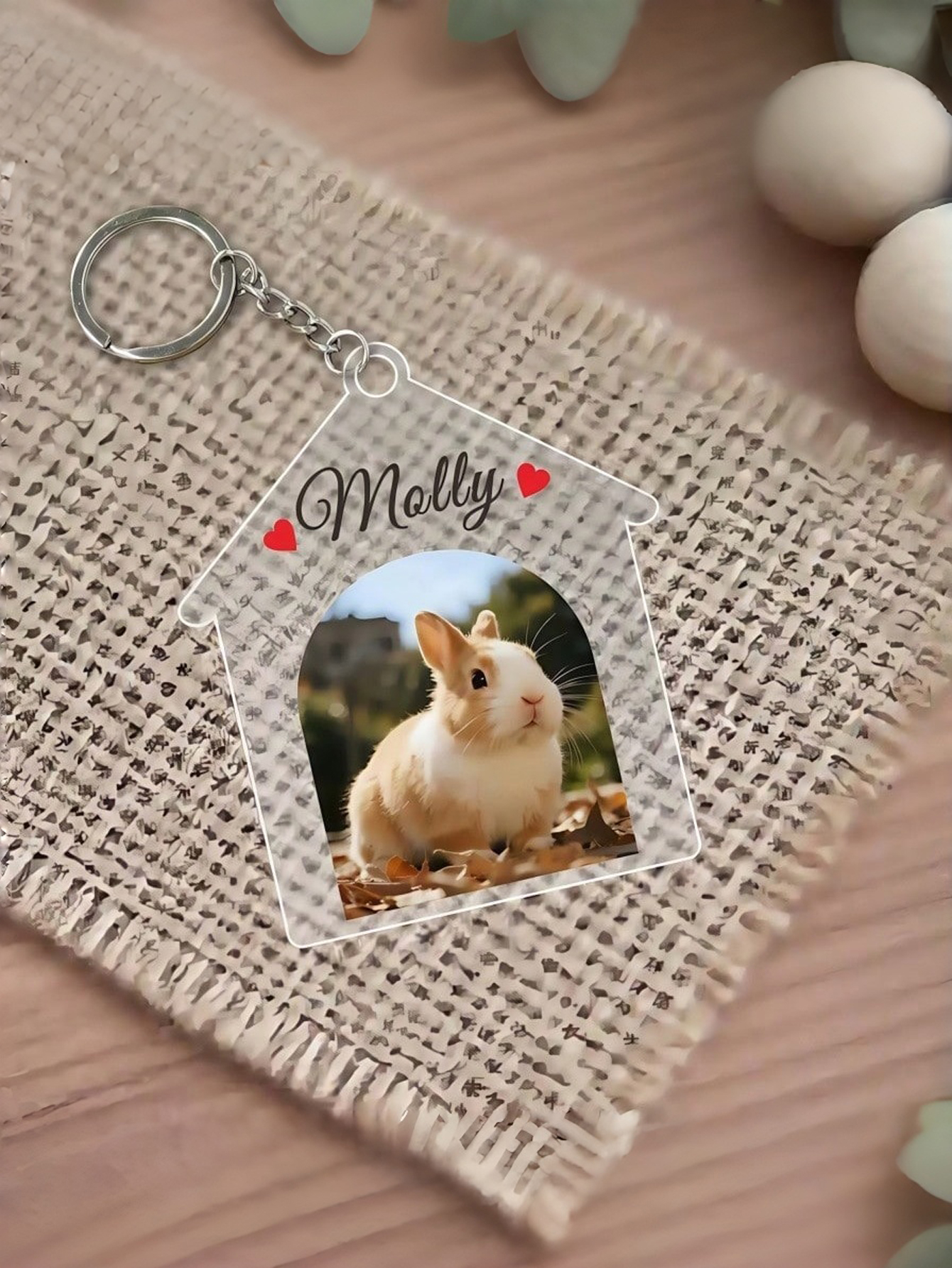 Acrylic House-Shaped Pet Keychain — Customizable with Your Pet's Photo and Name Pet Memorial Gift